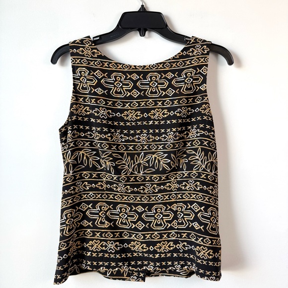 Vintage Tops - Vintage Charter Club Button Back Tank Vest Black Gold 6 90s
